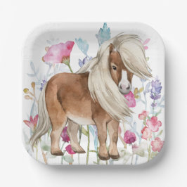 Plato De Papel Placas de papel para caballos y flores silvestres 