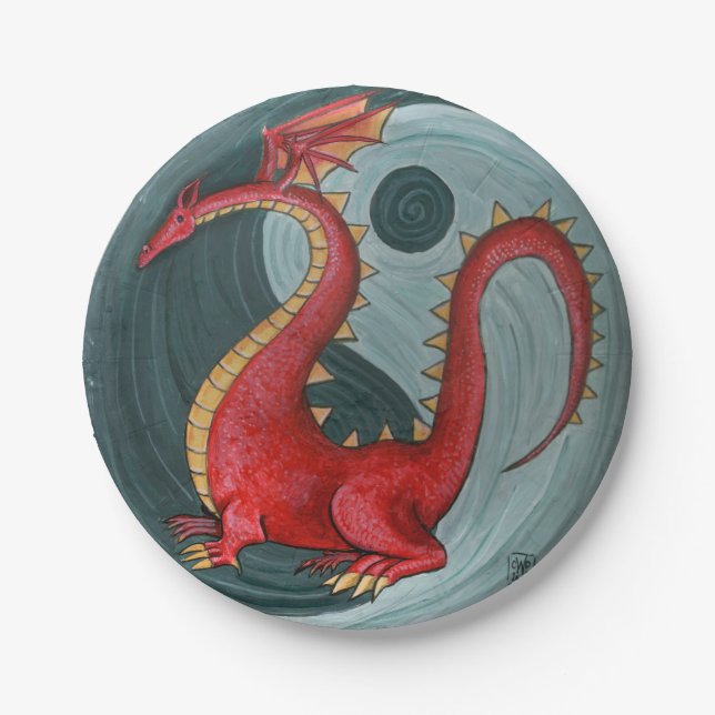 Plato De Papel Placas de papel para dragones Ying-Yang (Anverso)