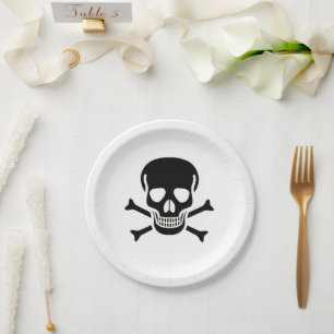 Plato De Papel Placas de papel para el cráneo negro