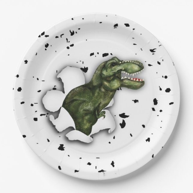 Plato De Papel Placas de papel para el cumpleaños de los dinosaur (Anverso)