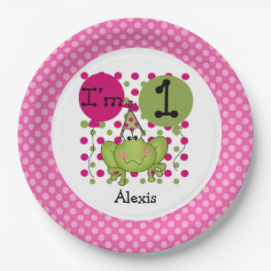 Plato De Papel Placas de papel para el primer cumpleaños de rana