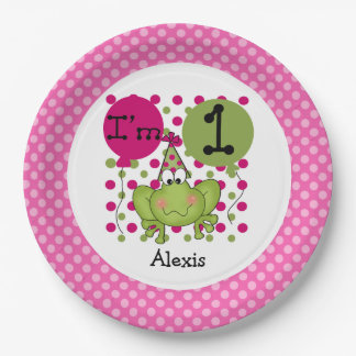 Plato De Papel Placas de papel para el primer cumpleaños de rana 