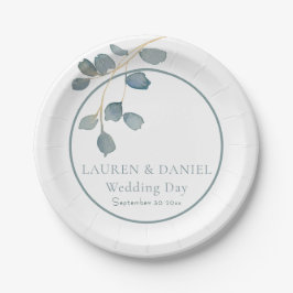 Plato De Papel Placas de papel para el tema del Boda azul turbio