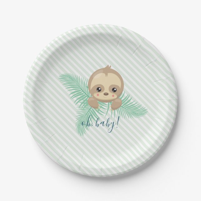 Plato De Papel Placas de papel para Fiestas de Baby Shower para b (Anverso)