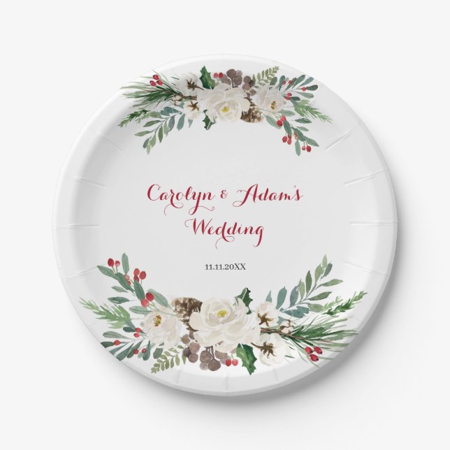 Plato De Papel Placas de papel para fiestas de boda florales para (Anverso)
