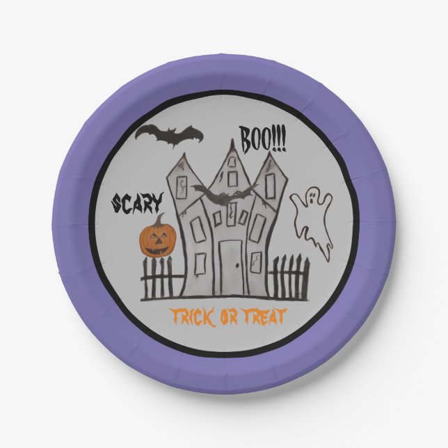 Plato De Papel Placas de papel para fiestas de Halloween (Anverso)