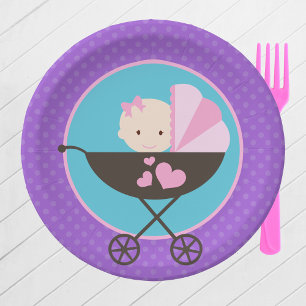 Plato De Papel Placas de papel para Fiestas de muñecas bebé chica