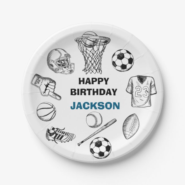 Plato De Papel Placas de papel para fiestas deportivos (Anverso)