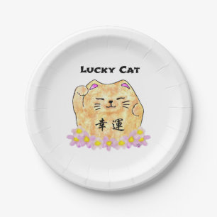 Plato De Papel Placas de papel para gatos afortunados (Maneki Nek