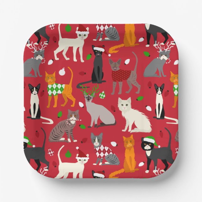 Plato De Papel Placas de papel para gatos navidades (Anverso)