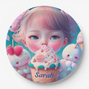 Plato De Papel Placas de papel para helados de Kawaii