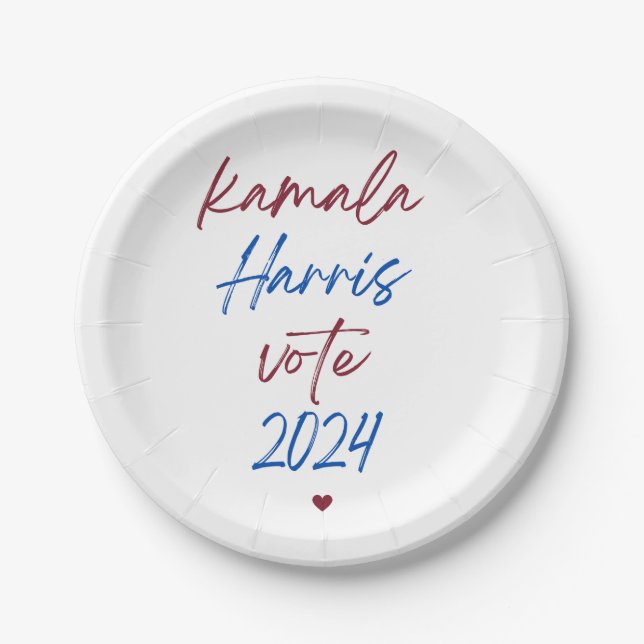 Plato De Papel Placas de papel para Kamala Harris 2024 (Anverso)