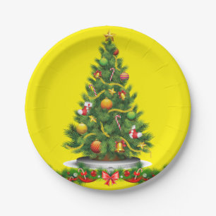 Plato De Papel Placas de papel para navidades, árbol de Navidad