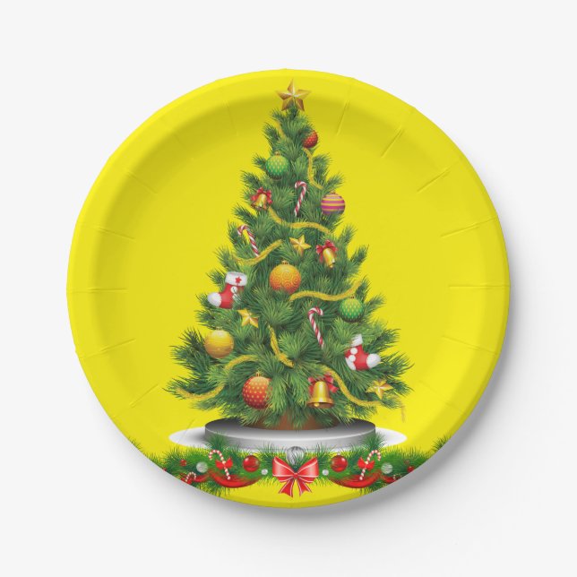 Plato De Papel Placas de papel para navidades, árbol de Navidad (Anverso)
