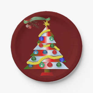 Plato De Papel Placas de papel para navidades, árbol de Navidad