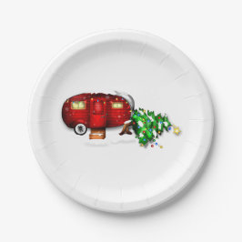 Plato De Papel Placas de papel para Navidades de caravanas rojas 