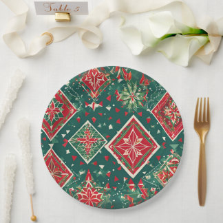 Plato De Papel Placas de papel para Navidades de encanto geométri