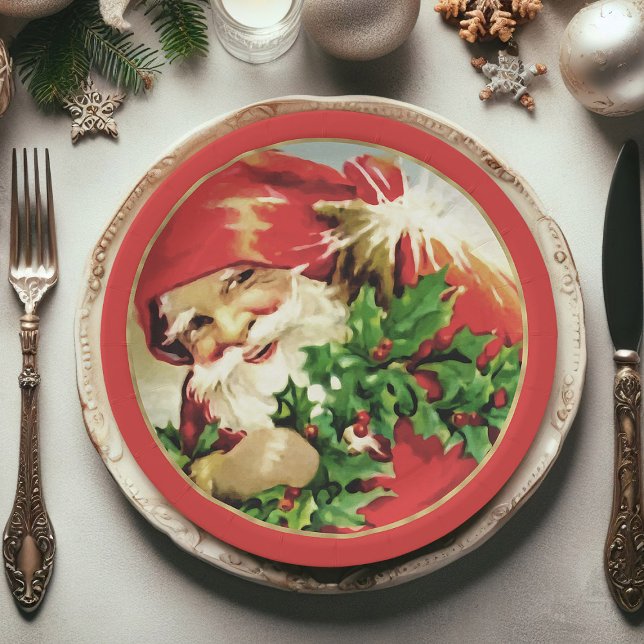 Plato De Papel Placas de papel para Navidades de Santa Claus (Christmas paper plates, Santa Claus Xmas paper plates)