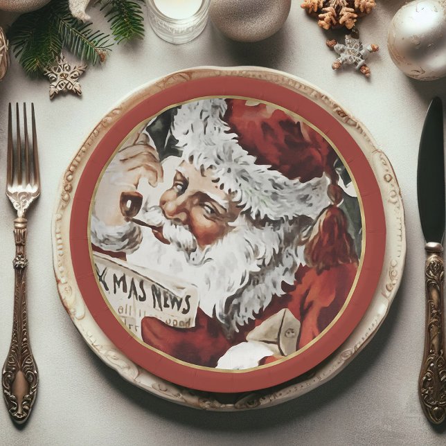 Plato De Papel Placas de papel para Navidades de Santa Claus (Christmas paper plates, Santa Claus Xmas paper plates)