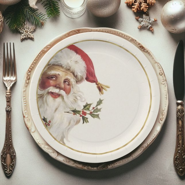 Plato De Papel Placas de papel para Navidades de Santa Claus (Christmas paper plates, Santa Claus Xmas paper plates)