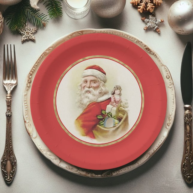 Plato De Papel Placas de papel para Navidades de Santa Claus (Christmas paper plates, Santa Claus Xmas paper plates)