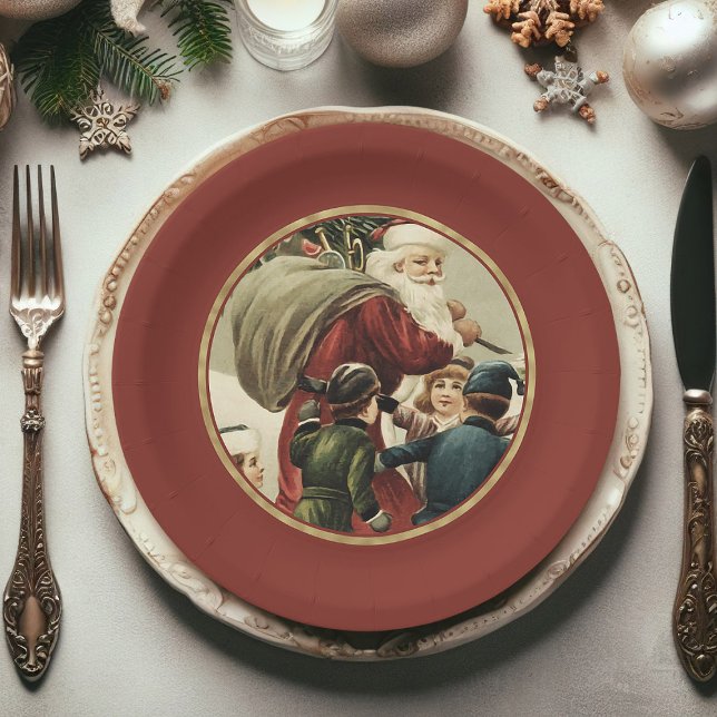 Plato De Papel Placas de papel para Navidades de Santa Claus (Christmas paper plates, Santa Claus Xmas paper plates)