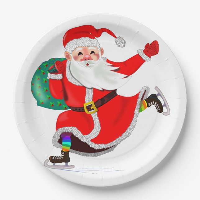 Plato De Papel Placas de papel para Navidades de Santa Claus (Anverso)