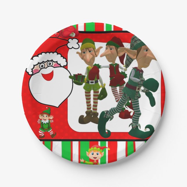 Plato De Papel Placas de papel para navidades, elf (Anverso)