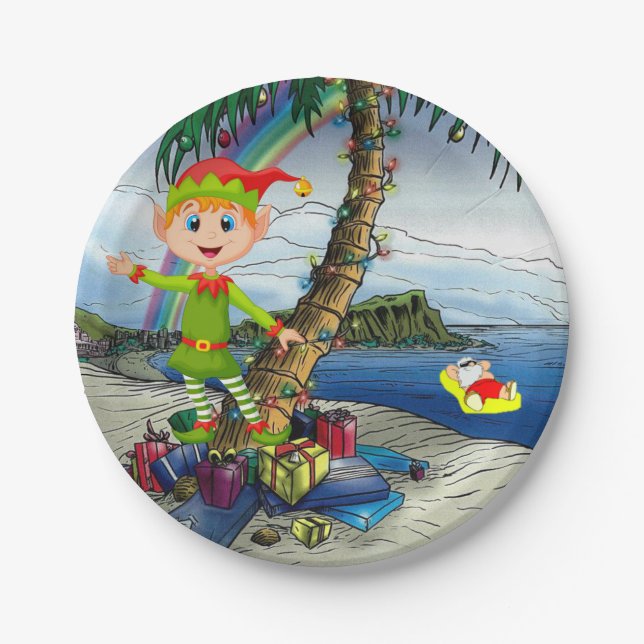 Plato De Papel Placas de papel para navidades, elf (Anverso)