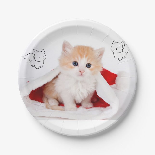 Plato De Papel Placas de papel para navidades, gatitos (Anverso)