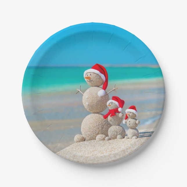 Plato De Papel Placas de papel para navidades, hombre de nieve (Anverso)