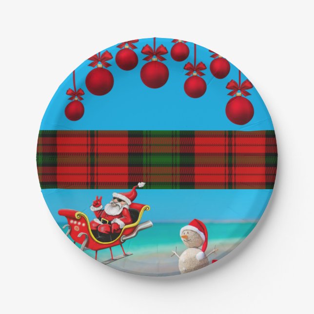 Plato De Papel Placas de papel para navidades, hombre de nieve (Anverso)