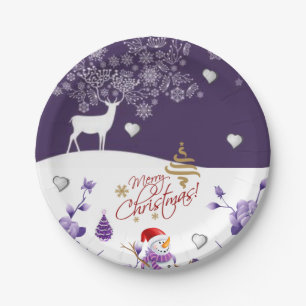Plato De Papel Placas de papel para navidades, hombre de nieve
