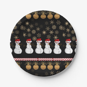 Plato De Papel Placas de papel para navidades, hombre de nieve