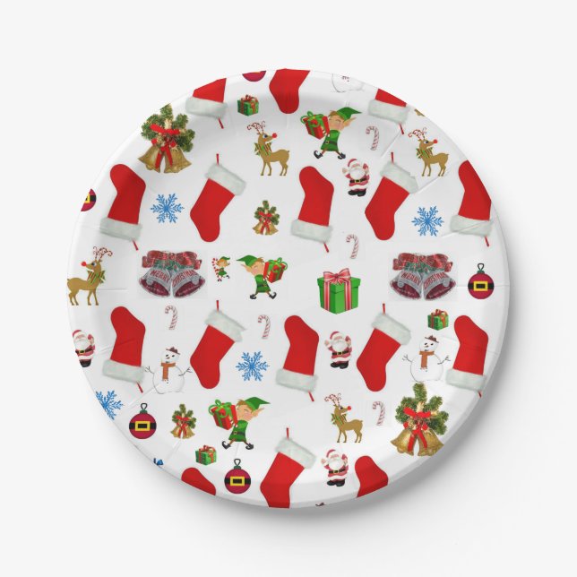 Plato De Papel Placas de papel para navidades, hombre de nieve (Anverso)