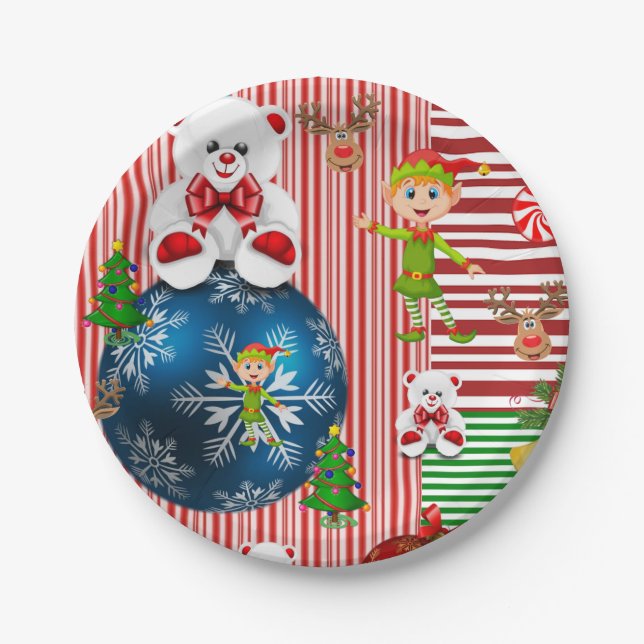 Plato De Papel Placas de papel para navidades, oso de peluche nav (Anverso)