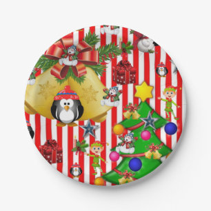 Plato De Papel Placas de papel para navidades, pingüino navideño