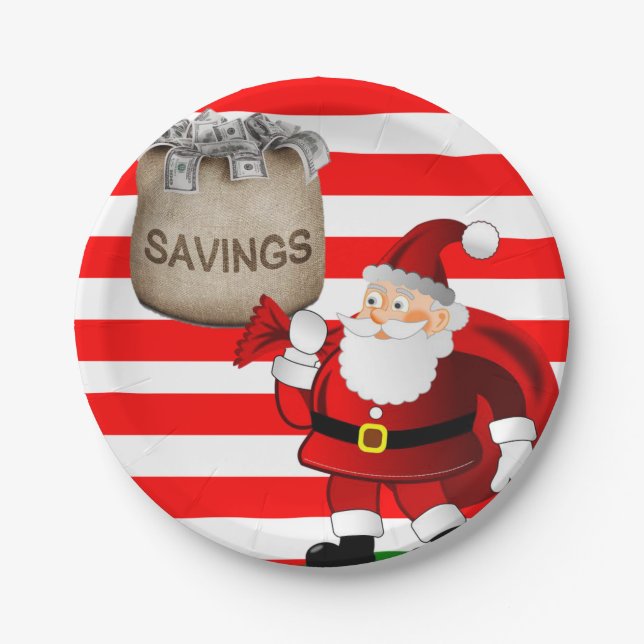 Plato De Papel Placas de papel para navidades, Santa (Anverso)