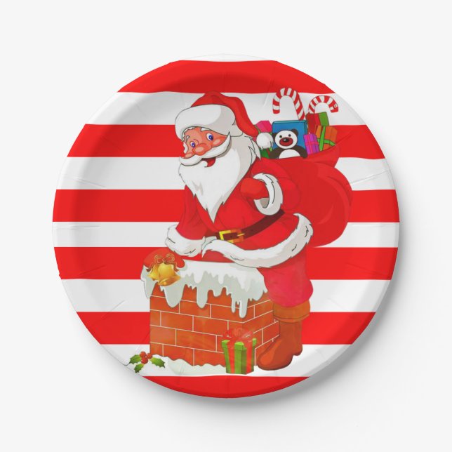 Plato De Papel Placas de papel para navidades, Santa (Anverso)