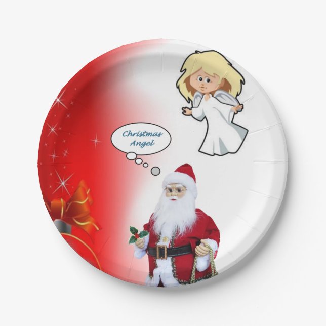 Plato De Papel Placas de papel para navidades, Santa (Anverso)