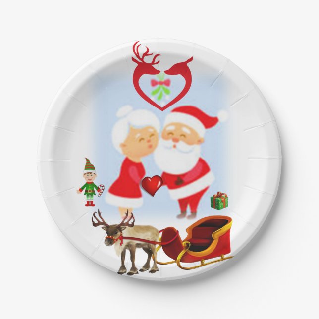 Plato De Papel Placas de papel para navidades, Santa (Anverso)