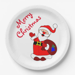 Plato De Papel Placas de papel para navidades/Santa ondulación