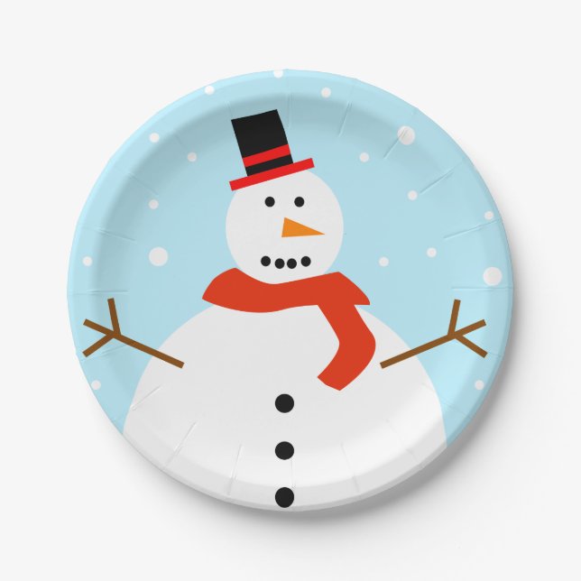 Plato De Papel Placas de papel para navidades Snowman (Anverso)