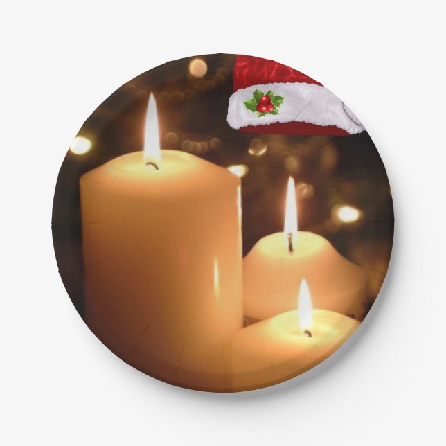 Plato De Papel Placas de papel para navidades, velas para Navidad (Anverso)
