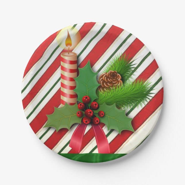 Plato De Papel Placas de papel para navidades, velas para Navidad (Anverso)