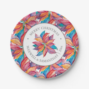 Plato De Papel Placas de papel para pequeños Navidades Poinsettia