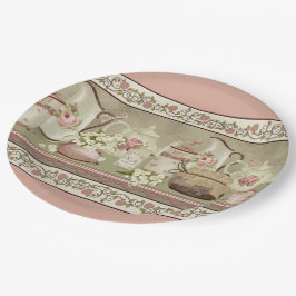 Plato De Papel Placas de papel para Rosas y té de melocotón