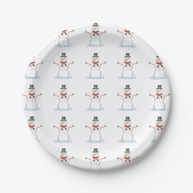Plato De Papel Placas de papel para Snowman (Anverso)