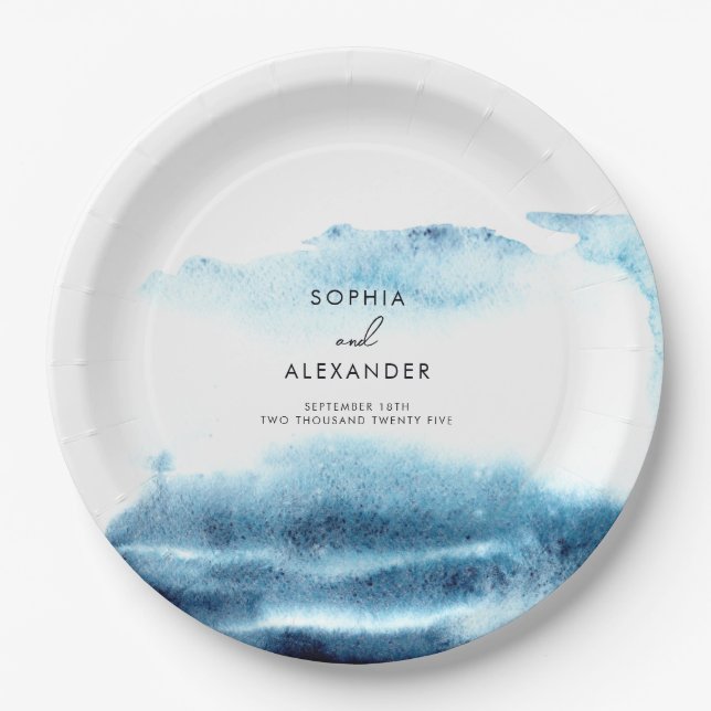 Plato De Papel Placas de papel para un Boda moderno. (Anverso)