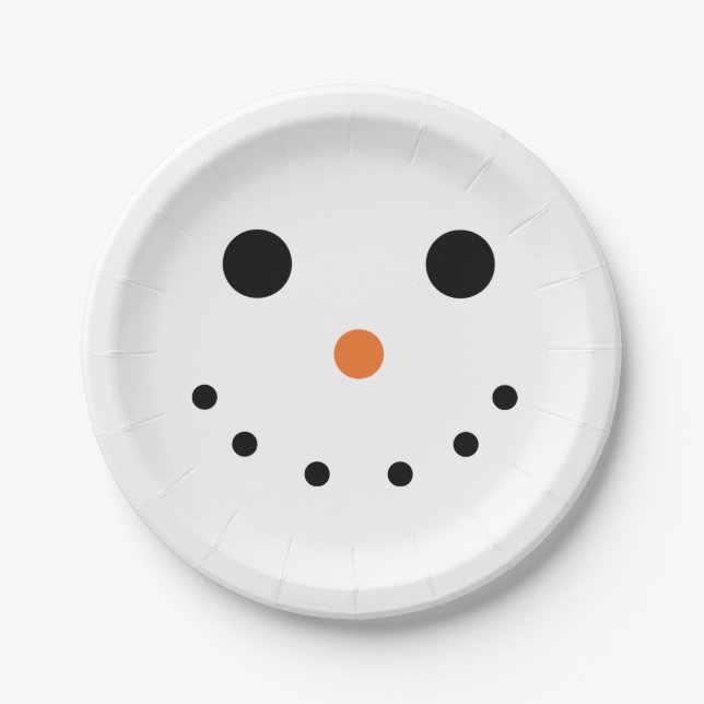Plato De Papel Placas de papel para vacaciones de Snowman (Anverso)